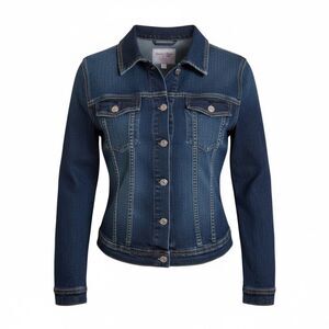 Vintage Old Navy Button Front Cropped Denim Trucker Jacket Dark Wash Blue Sz XL